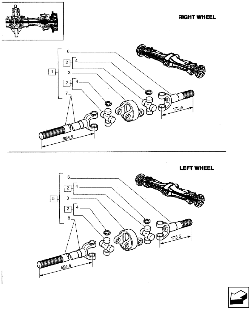 Схема запчастей Case IH JX90 - (1.40.3/10[03]) - (VAR.115) FRONT AXLE - HALF-SHAFTS AND SPIDER (04) - FRONT AXLE & STEERING