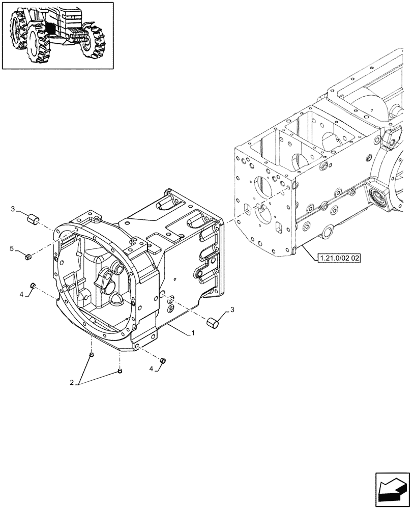 Схема запчастей Case IH JX90 - (1.21.0/01[02]) - (VAR.115) GEARBOX, 20+12 SYNCHRO+CREEPER (03) - TRANSMISSION
