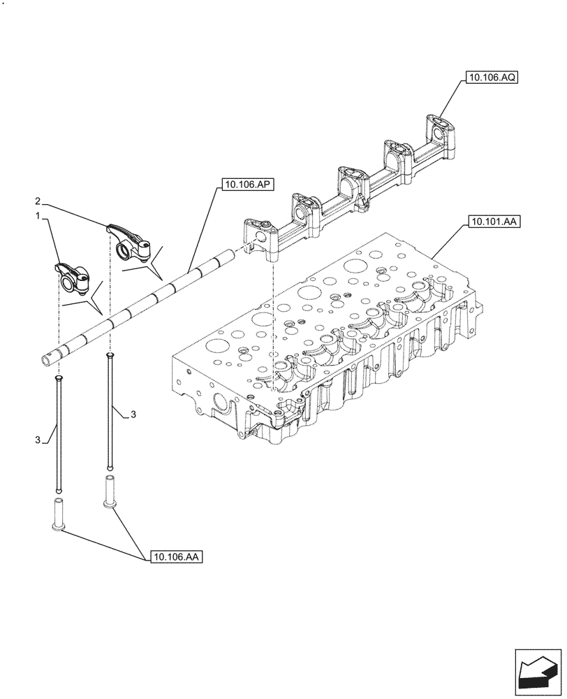 Схема запчастей Case IH F5DFL463C F005 - (10.106.AO) - ROCKER ARM (10) - ENGINE