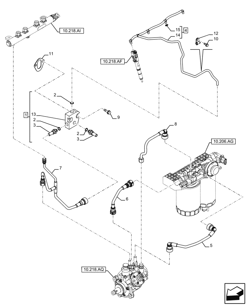 Схема запчастей Case IH F5DFL463C F005 - (10.210.AF) - FUEL LINE (10) - ENGINE
