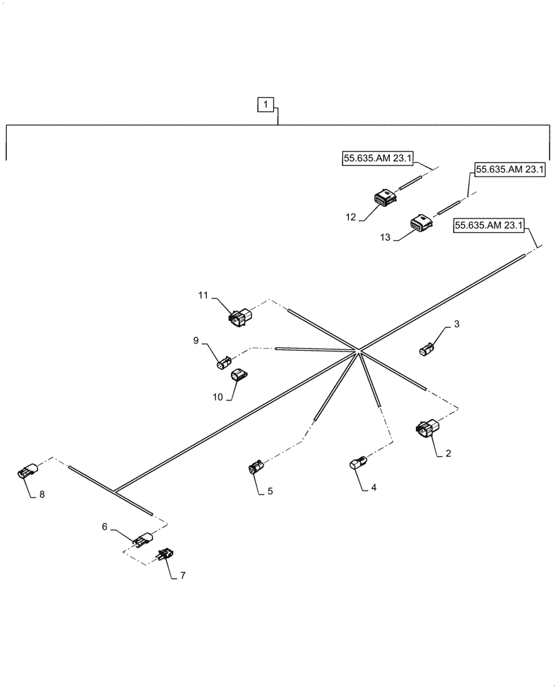 Схема запчастей Case IH PATRIOT 2250 - (55.515.AH[07.2]) - PRODUCT CONTROL HARNESS, CENTER, BACK HALF, ASN YGT044000 (55) - ELECTRICAL SYSTEMS