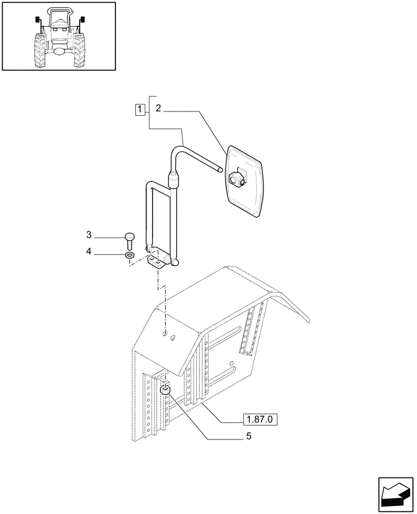 Схема запчастей Case IH JX90U - (1.93.6/01) - (VAR.878) REAR VIEW MIRROR (WITHOUT CAB) (10) - OPERATORS PLATFORM/CAB