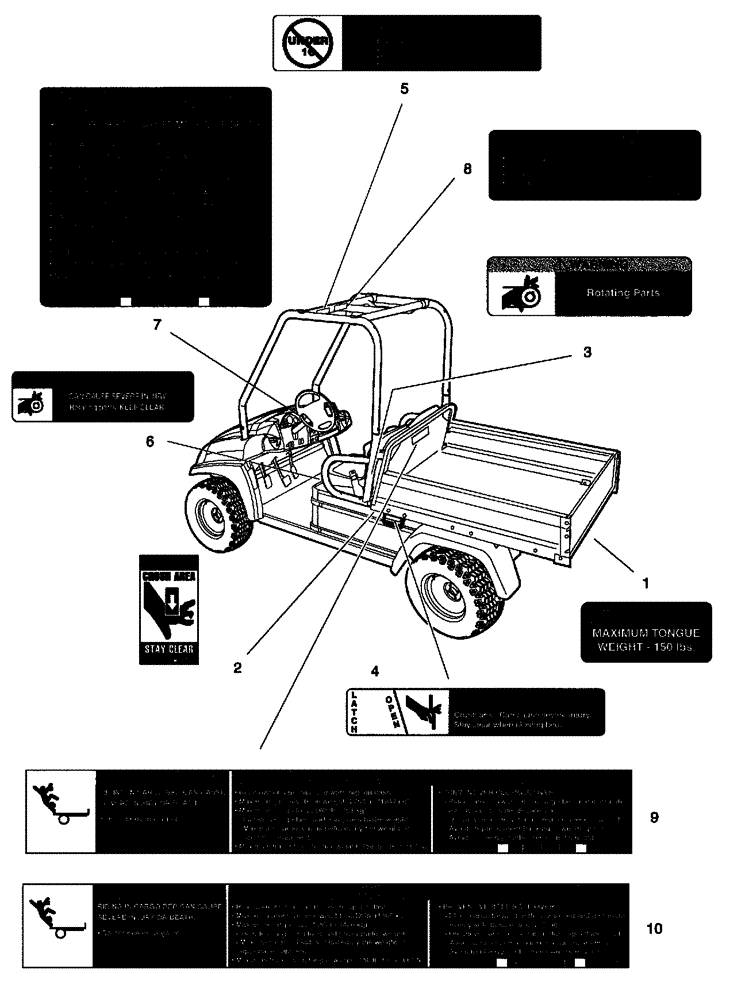 Схема запчастей Case IH SCOUT XL - (90.108.01[05]) - SAFETY DECALS - DIESEL VEHICLE - 2-SEATER (90) - PLATFORM, CAB, BODYWORK AND DECALS