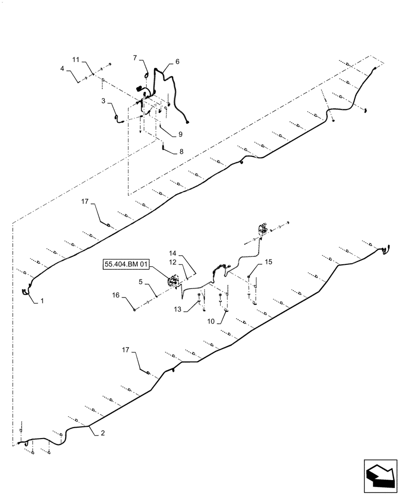 Схема запчастей Case IH PATRIOT 2250 - (55.515.AH[03.1]) - 90 BOOM ELECTRICAL, 5 SECTION, ASN YGT044000 (55) - ELECTRICAL SYSTEMS