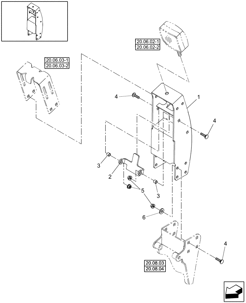 Схема запчастей Case IH HDX142 - (20.08.05) - LATCH & LIGHT SUPPORTS (90) - PLATFORM, CAB, BODYWORK AND DECALS