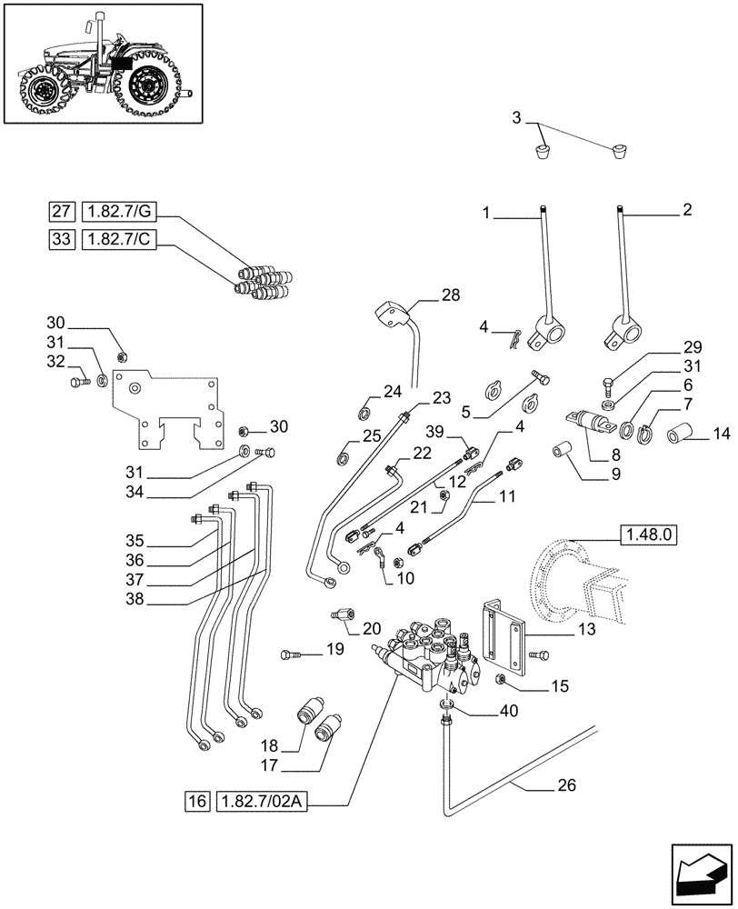 Схема запчастей Case IH JX95 - (1.82.7/04) - VAR - 417, 335417, 729417 - 2 CONTROL VALVES (1 S/D W/KICK OUT + 1 DOUBLE ACTING W/FLOAT W/KICK OUT) (07) - HYDRAULIC SYSTEM