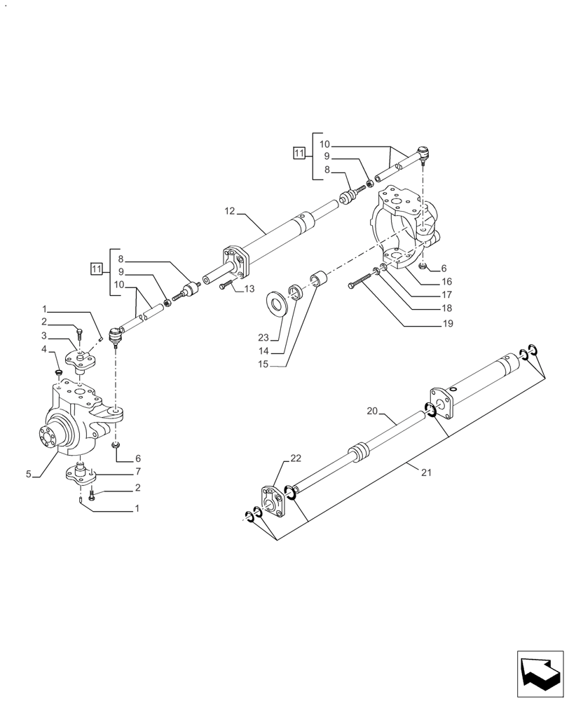 Схема запчастей Case IH FARMALL 120A - (25.108.AG[01]) - VAR - 391292 - 4WD, FRONT AXLE SWIVEL HOUSING & STEER CYLINDER - STANDARD DUTY, AXLE REF. 339609 (25) - FRONT AXLE SYSTEM