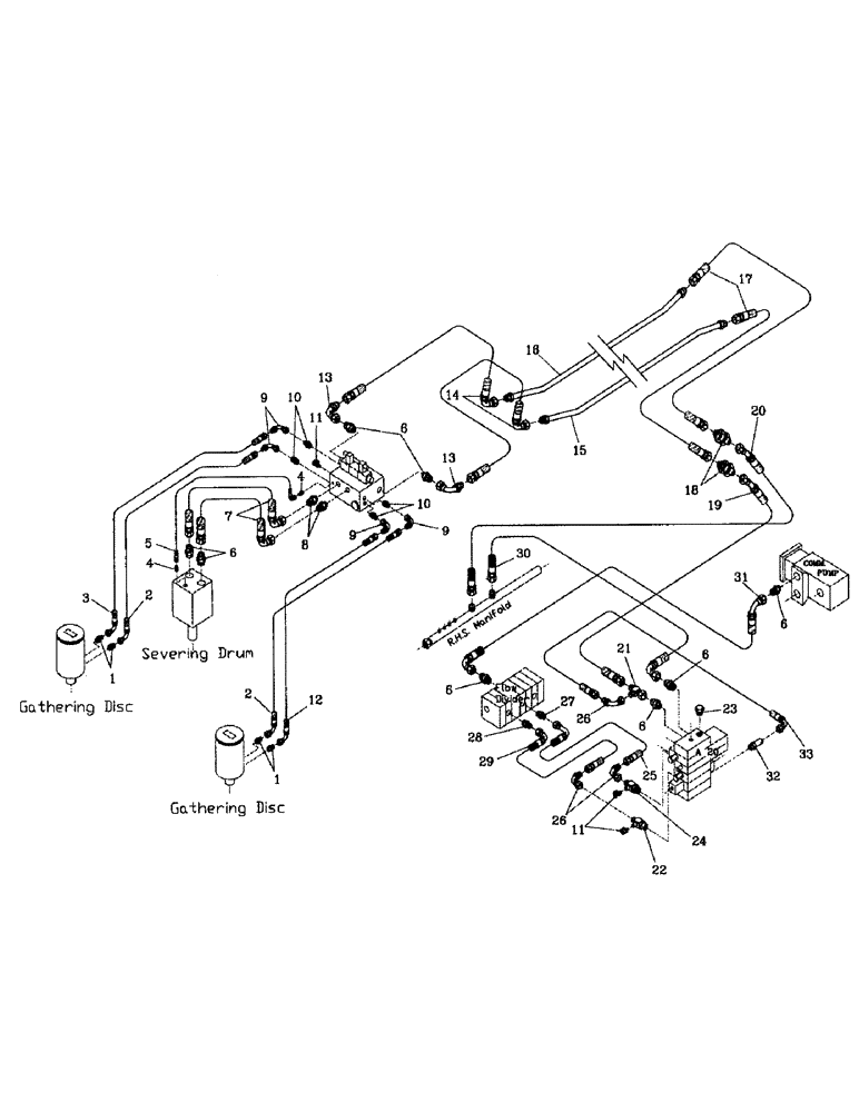 Схема запчастей Case IH 7700 - (B06-17) - HYDRAULIC CIRCUIT, SHREDDER TOPPER Hydraulic Components & Circuits
