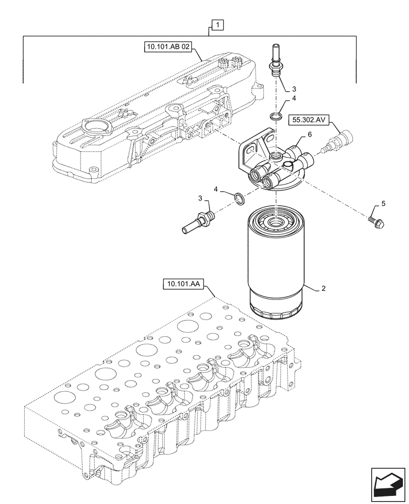 Схема запчастей Case IH TR320 - (10.206.AG) - FUEL FILTER (10) - ENGINE