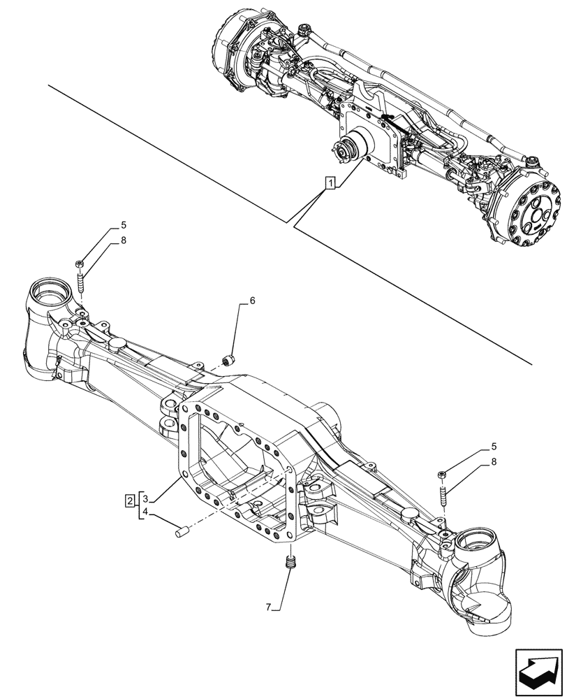 Схема запчастей Case IH PUMA 185 - (25.100.AD[09]) - VAR - 758049 - SUSPENDED FRONT AXLE, W/ FRONT BRAKES, HOUSING (25) - FRONT AXLE SYSTEM