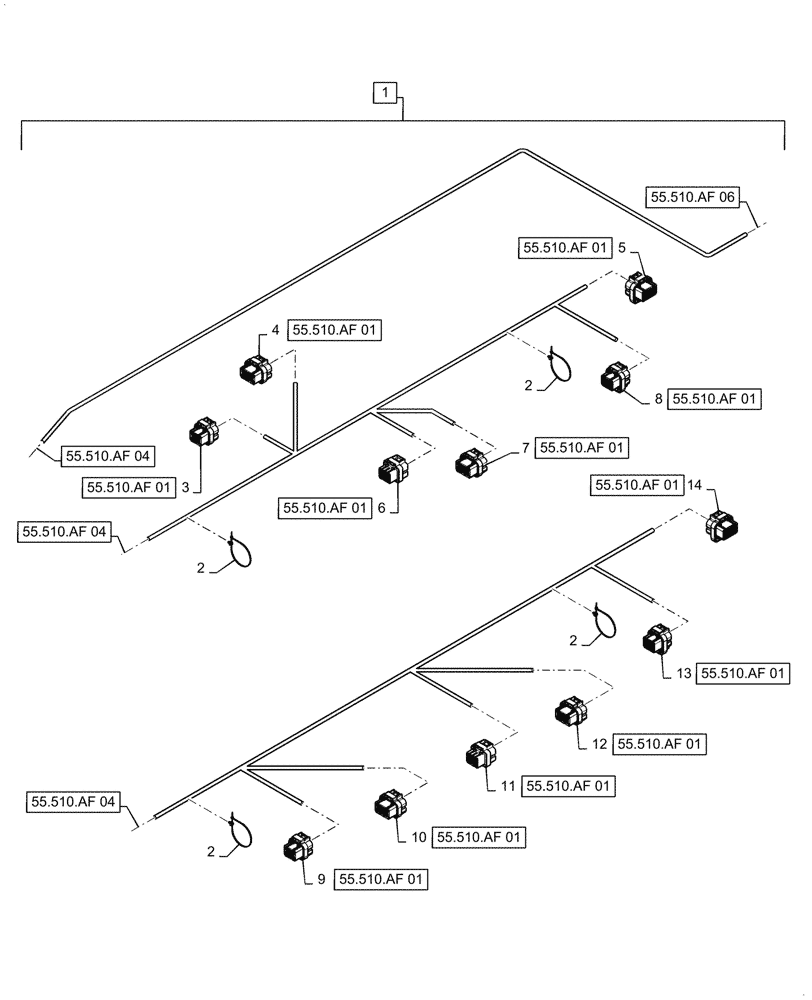 Схема запчастей Case IH 9240 - (55.510.AF[05]) - VAR - 425357, 425358 - CAB MAIN WIRE HARNESS, CONTINUED (55) - ELECTRICAL SYSTEMS