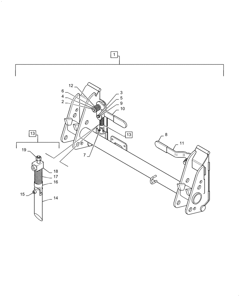 Схема запчастей Case IH L565 - (82.100.AH[06]) - TOOL CARRIER, DUAL MANUAL RELEASE (AFTER JAN 1 2016) (82) - FRONT LOADER & BUCKET