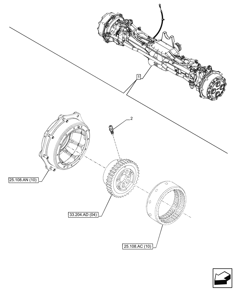 Схема запчастей Case IH PUMA 240 CVT - (33.204.AB[04]) - VAR - 758049 - SUSPENDED FRONT AXLE, W/ FRONT BRAKES, BLEED SCREW (33) - BRAKES & CONTROLS