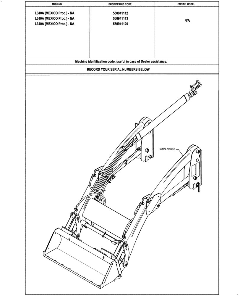Схема запчастей Case IH L340A - (00.100.03[01]) - IDENTIFICATION PLATES AND VERSION LIST (00) - GENERAL & PICTORIAL INDEX