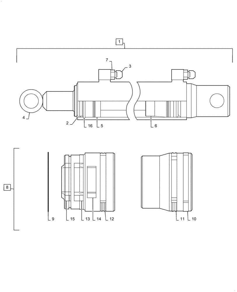 Схема запчастей Case IH BHA90 - (35.738.020) - HYDRAULIC BUCKET CYLINDER (35) - HYDRAULIC SYSTEMS