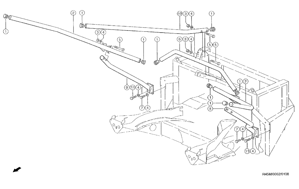 Схема запчастей Case IH RU450 - (0002) - PUSH BAR (58) - ATTACHMENTS/HEADERS