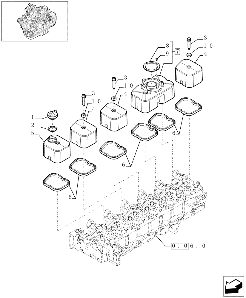 Схема запчастей Case IH F4GE9684C J600 - (0.06.3[01]) - CYLINDER HEAD COVERS (504137527) 