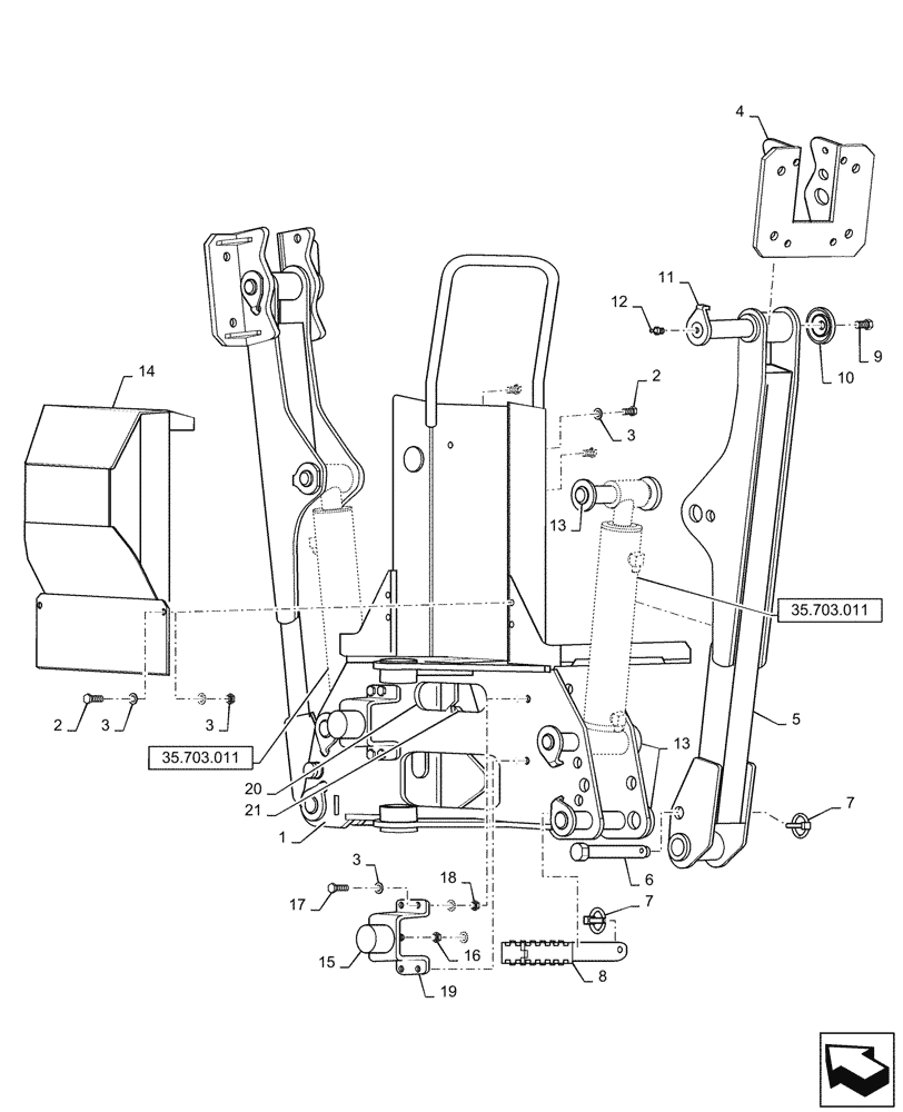 Схема запчастей Case IH BHA90 - (39.100.050) - MAIN FRAME (39) - FRAMES AND BALLASTING