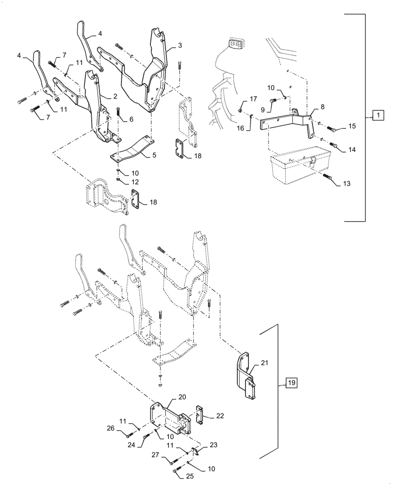 Схема запчастей Case IH LX730 - (39.100.130) - VAR - 715455006, 716454006 - SUBFRAME, MOUNTING PARTS (39) - FRAMES AND BALLASTING