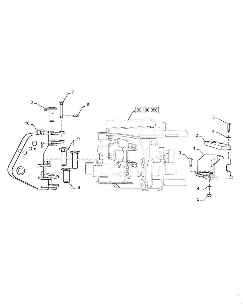 Схема запчастей Case IH BHA90 - (39.100.060) - SWING FRAME (39) - FRAMES AND BALLASTING