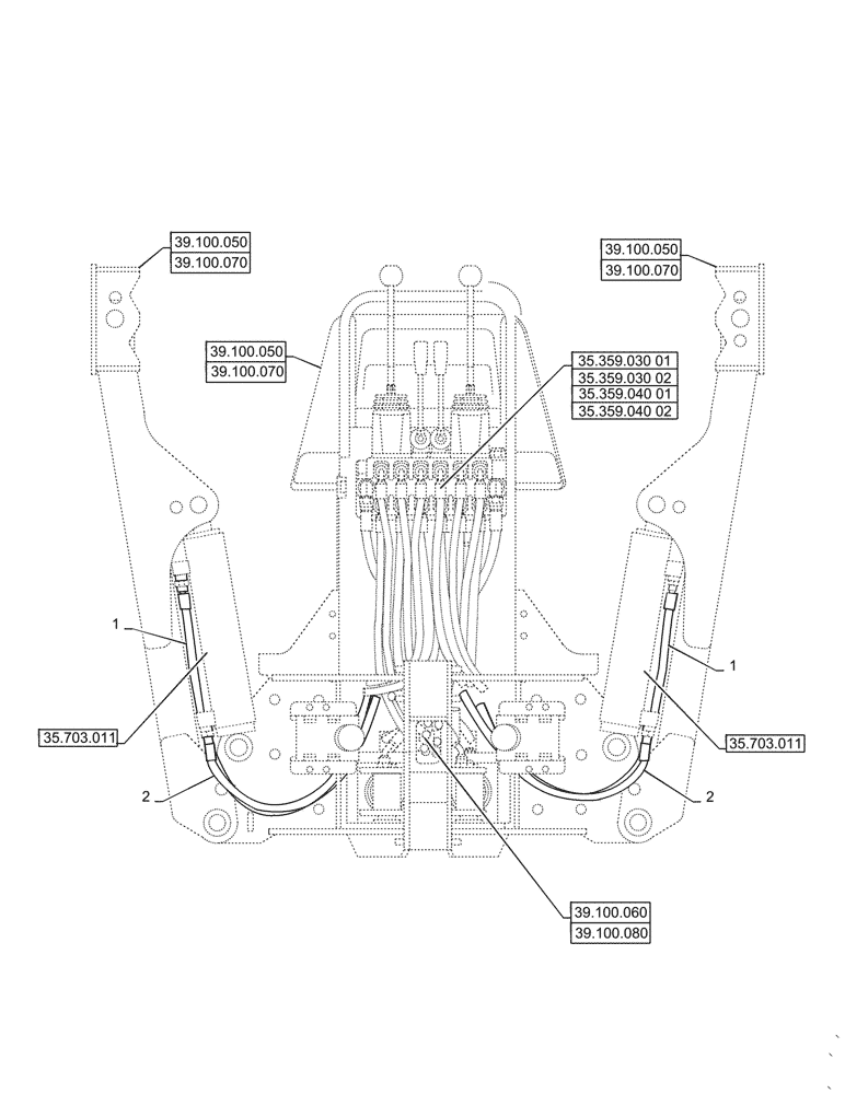 Схема запчастей Case IH BHA90 - (35.703.020) - STABILIZER HYDRAULIC SYSTEM (35) - HYDRAULIC SYSTEMS