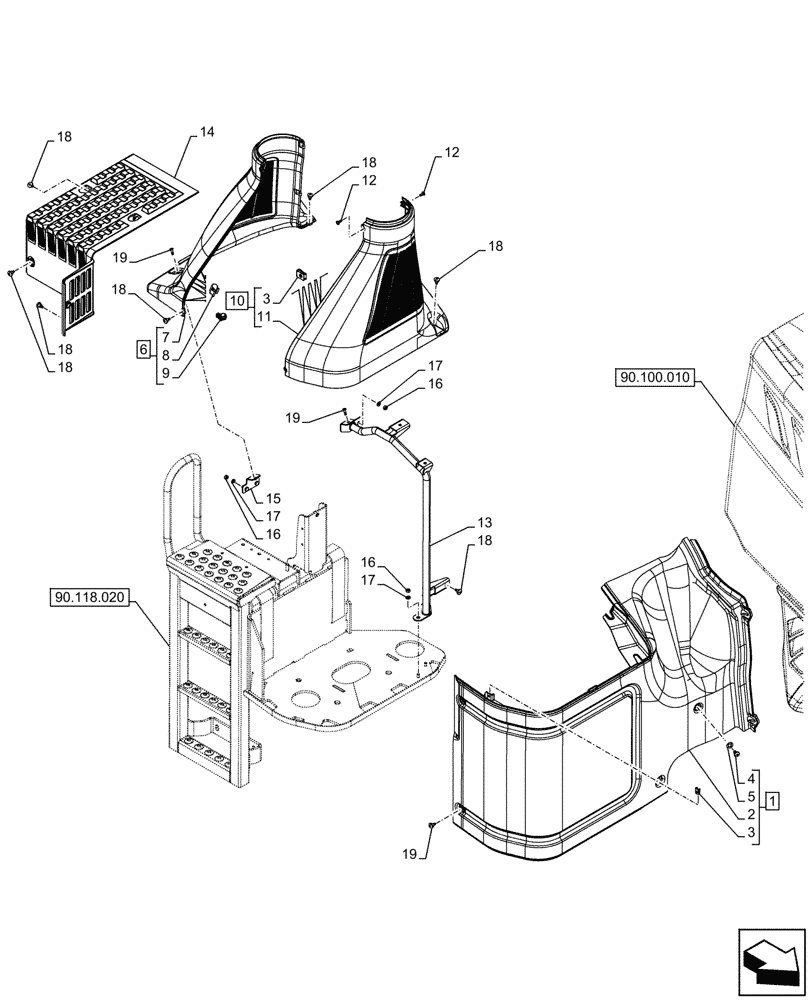 Схема запчастей Case IH OPTUM 300 CVT - (10.500.040) - VAR - 391130, 758000, 759041 - SELECTIVE CATALITIC REDUCTION, COVER, STEP (10) - ENGINE