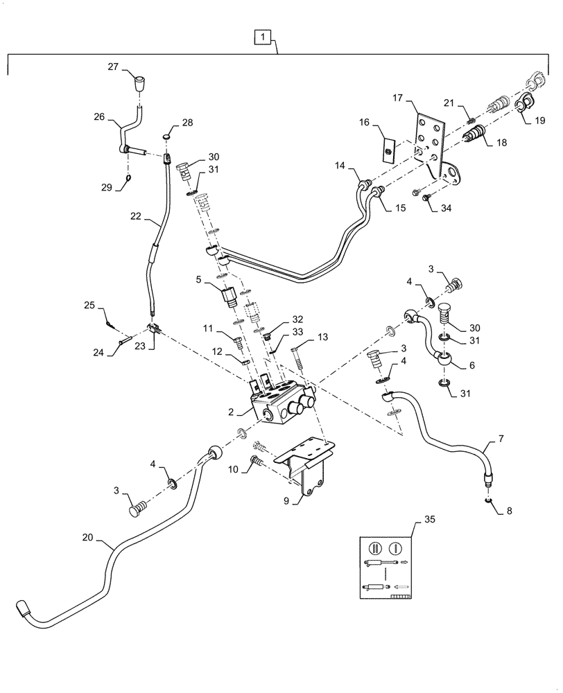 Схема запчастей Case IH FARMALL 35C - (35.204.BE[13]) - REMOTE CONTROL VALVE, SINGLE (35) - HYDRAULIC SYSTEMS