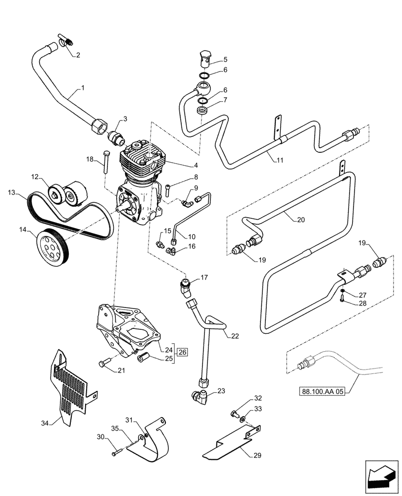 Схема запчастей Case IH PUMA 200 - (88.100.AA[04]) - DIA KIT, TRAILER BRAKES (88) - ACCESSORIES