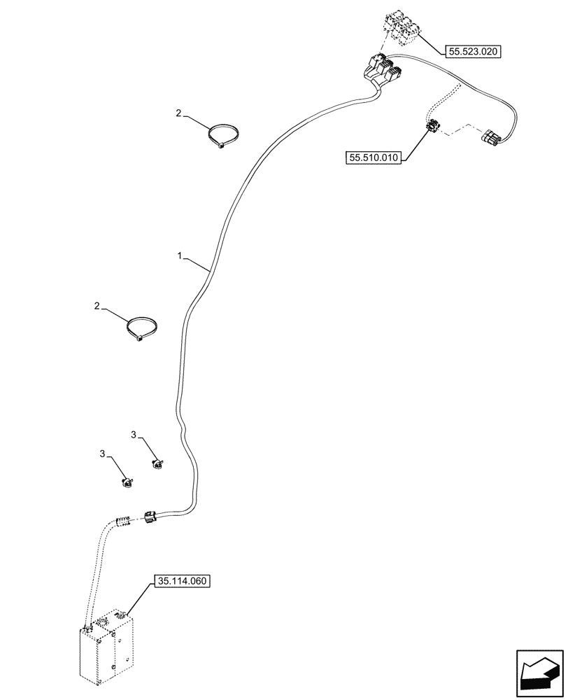 Схема запчастей Case IH FARMALL 90V - (55.130.090) - REAR, 3 POINT HITCH, STABILIZER, CONTROL PANEL, HARNESS, W/DOC, CAB (55) - ELECTRICAL SYSTEMS