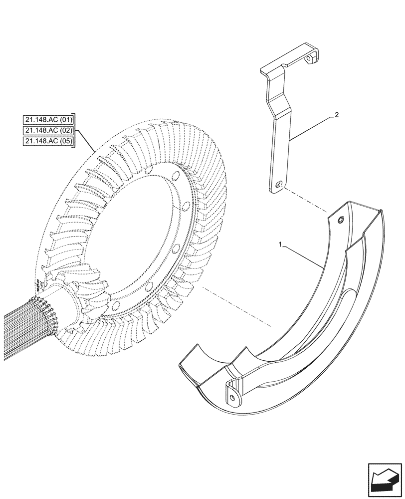 Схема запчастей Case IH PUMA 165 CVT - (21.148.AC[12]) - VAR - 391136, 391138, 758011, 758012, 758013, 758014, 758015, 758016, 758017, 758018, 758019, 758020, 758021, 758022 - CENTRAL REDUCTION GEAR, COVER (21) - TRANSMISSION