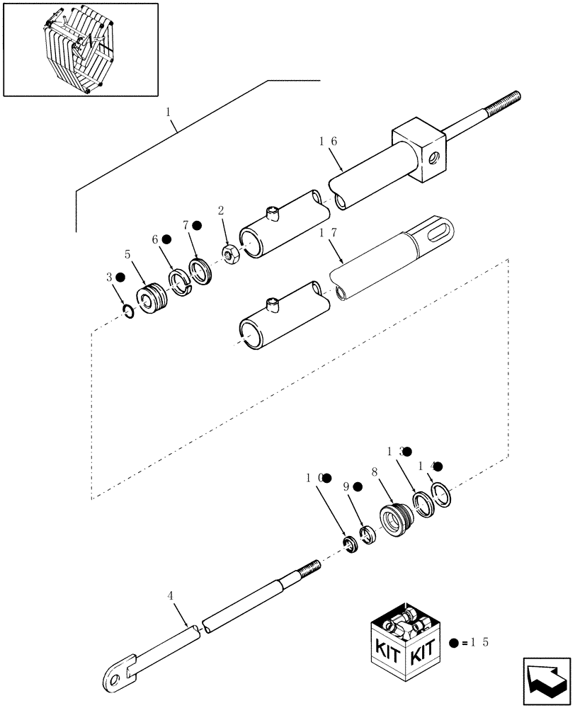 Схема запчастей Case IH RB554 - (07.43) - HYDRAULICS, BALE TENSION CYLINDERS (07) - HYDRAULIC SYSTEM