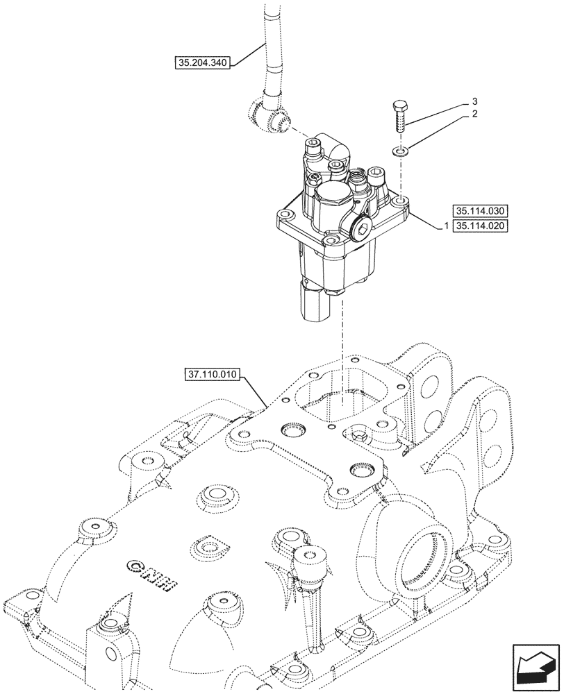 Схема запчастей Case IH FARMALL 90CL - (35.114.010) - VAR - 744833, 759013 - REAR, HYDRAULIC LIFT, CONTROL VALVE, MOUNTING (35) - HYDRAULIC SYSTEMS