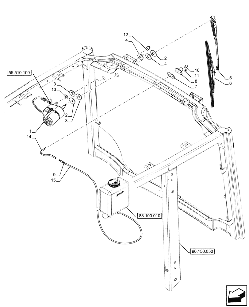 Схема запчастей Case IH FARMALL 110CL - (55.518.030) - VAR - 330642 - REAR, WIPER, CAB (55) - ELECTRICAL SYSTEMS
