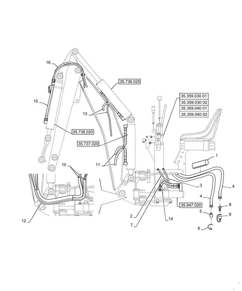 Схема запчастей Case IH BHA90 - (35.100.020) - BOOM ARM, HYDRAULIC SYSTEM (35) - HYDRAULIC SYSTEMS