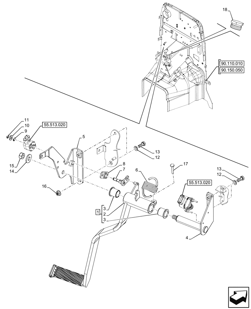 Схема запчастей Case IH FARMALL 90CL - (18.104.010) - VAR - 330273, 743509 - CLUTCH, PEDAL, ELECTROHYDRAULIC ENGAGEMENT, CONTROLS (18) - CLUTCH