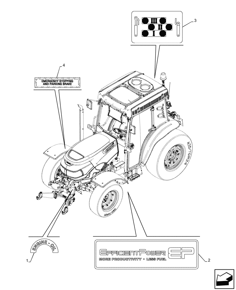 Схема запчастей Case IH FARMALL 110CL - (90.108.530) - DECAL, CAB (90) - PLATFORM, CAB, BODYWORK AND DECALS