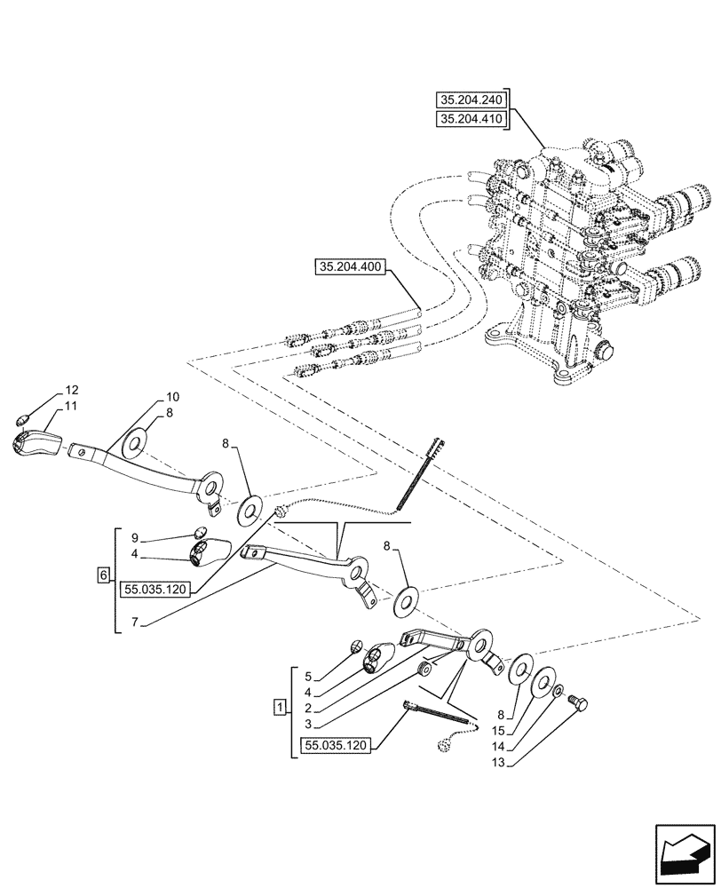 Схема запчастей Case IH FARMALL 90CL - (35.204.015) - VAR - 759024 - 3 REMOTE CONTROL VALVES, W/ DIVERTER, W/O CAB (35) - HYDRAULIC SYSTEMS