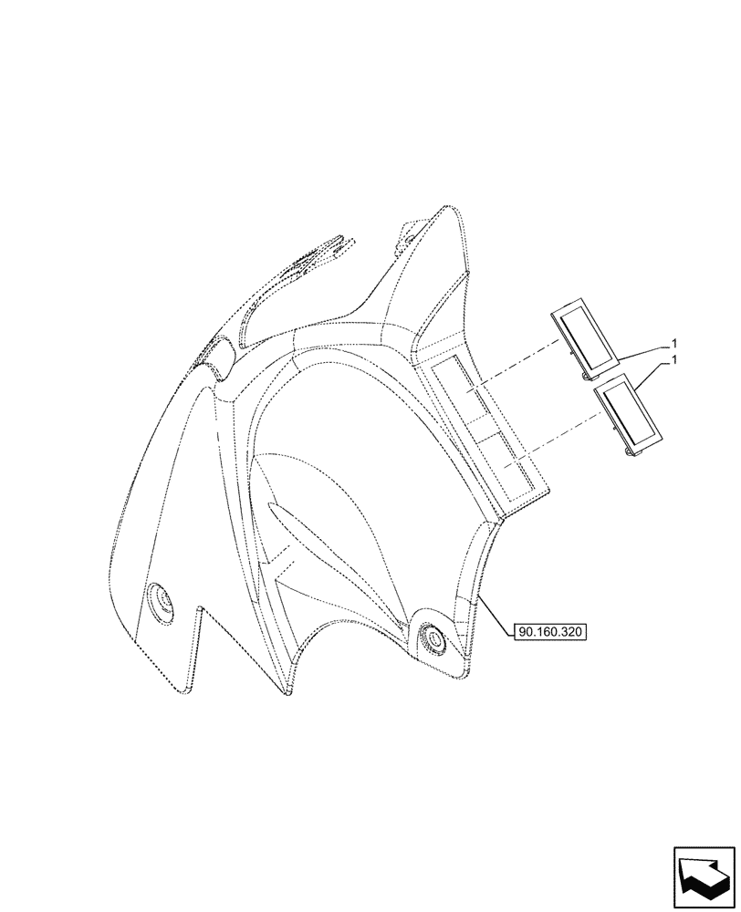 Схема запчастей Case IH FARMALL 80CL - (90.160.400) - VAR - 759023, 759024 - TRIM PANEL, BEACON SWITCH, PLUGS (90) - PLATFORM, CAB, BODYWORK AND DECALS