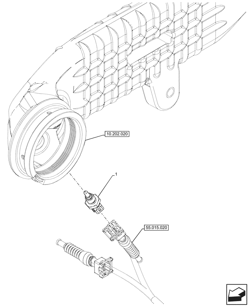 Схема запчастей Case IH FARMALL 110CL - (55.014.040) - VAR - 759324, 759325 - AIR INTAKE, TEMPERATURE SENDER (55) - ELECTRICAL SYSTEMS