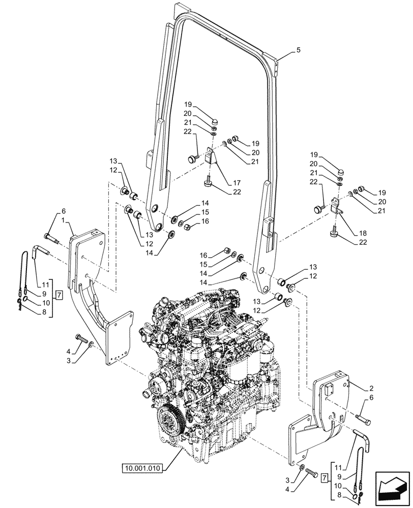 Схема запчастей Case IH FARMALL 80CL - (90.114.010) - VAR - 759028, 759029 - ROPS, W/O CAB (90) - PLATFORM, CAB, BODYWORK AND DECALS