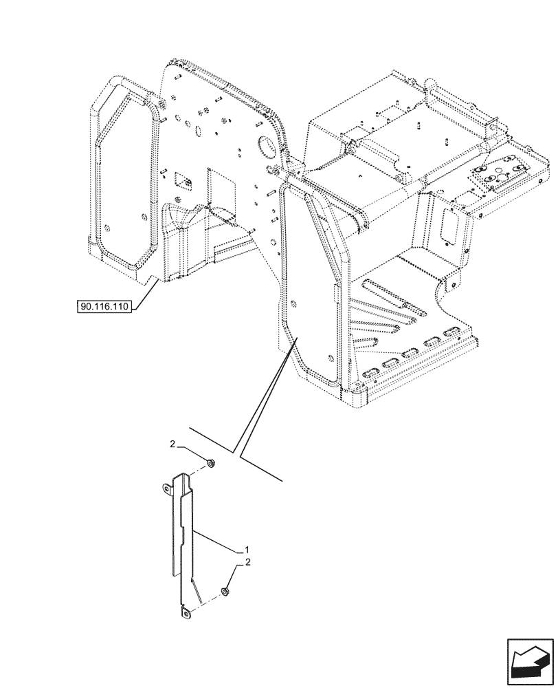 Схема запчастей Case IH FARMALL 80CL - (90.110.190) - VAR - 759028, 759029 - PLATFORM, PROTECTION, W/O CAB (90) - PLATFORM, CAB, BODYWORK AND DECALS
