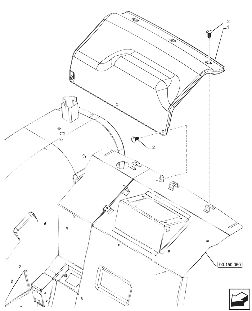 Схема запчастей Case IH FARMALL 110CL - (90.160.060) - VAR - 743523, 744833 - TRIM PANEL, RH, CAB (90) - PLATFORM, CAB, BODYWORK AND DECALS