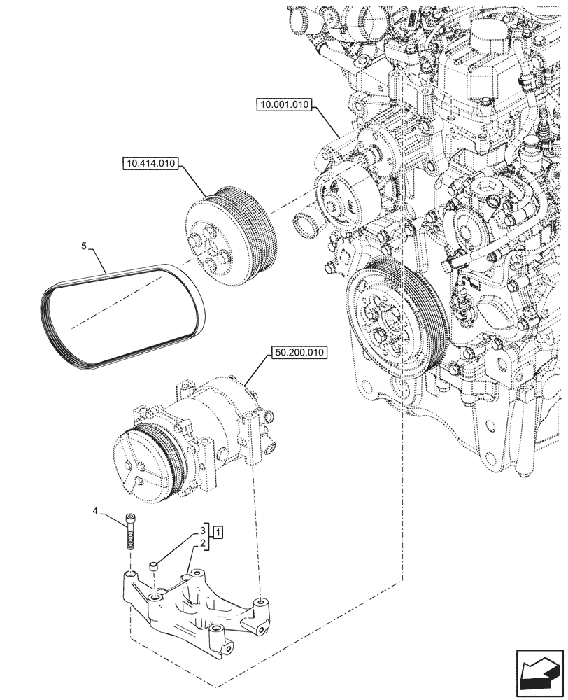 Схема запчастей Case IH FARMALL 110CL - (50.200.030) - VAR - 743500 - A/C COMPRESSOR, BELT, VISCOUS JOINT FAN, CAB (50) - CAB CLIMATE CONTROL