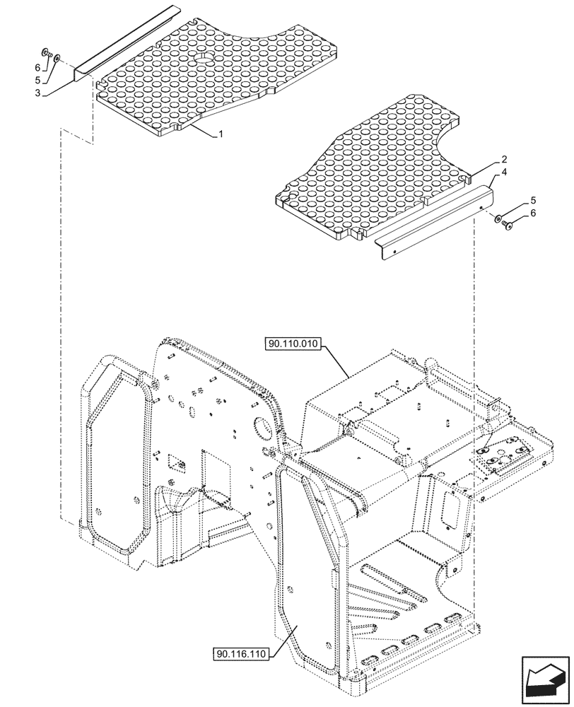 Схема запчастей Case IH FARMALL 80CL - (90.110.140) - VAR - 759028, 759029 - FLOOR MAT, W/O CAB (90) - PLATFORM, CAB, BODYWORK AND DECALS