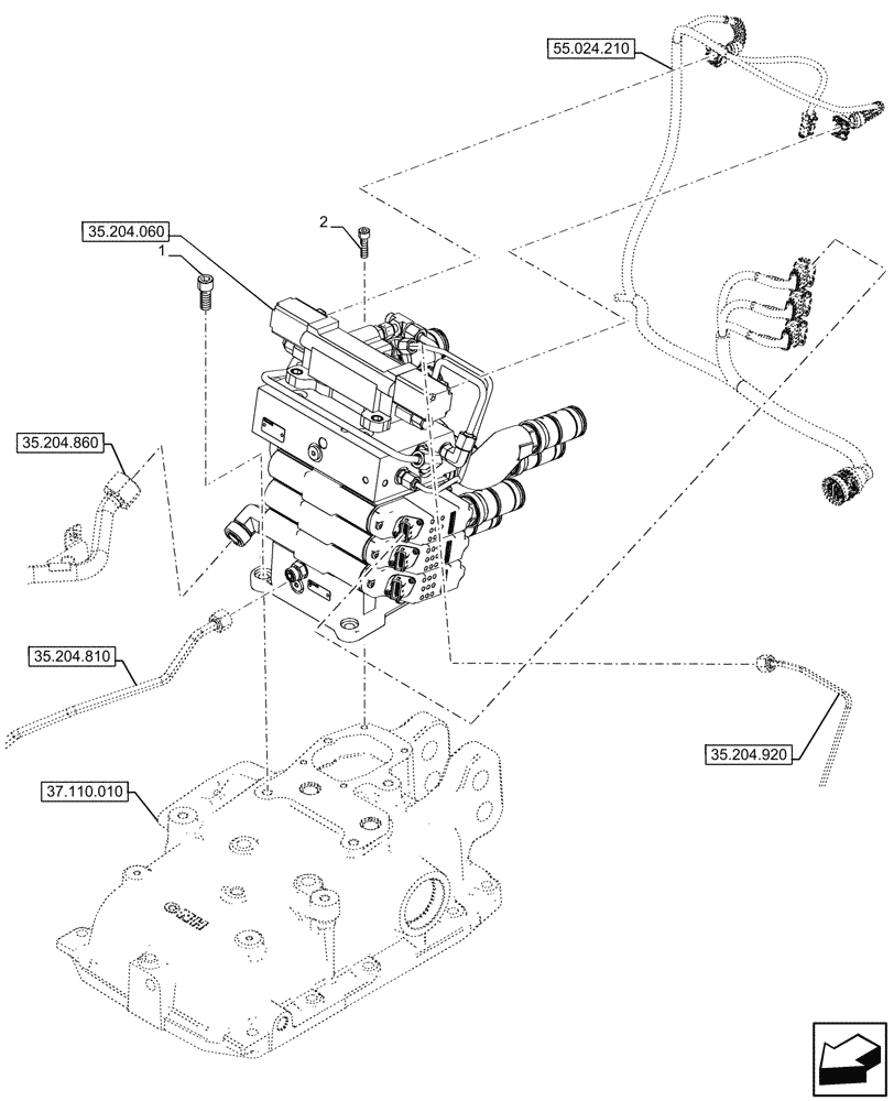 Схема запчастей Case IH FARMALL 110CL - (35.204.050) - VAR - 759025 - 3 REMOTE CONTROL VALVES, ELECTRO-HYDRAULIC, MOUNTING, CAB (35) - HYDRAULIC SYSTEMS