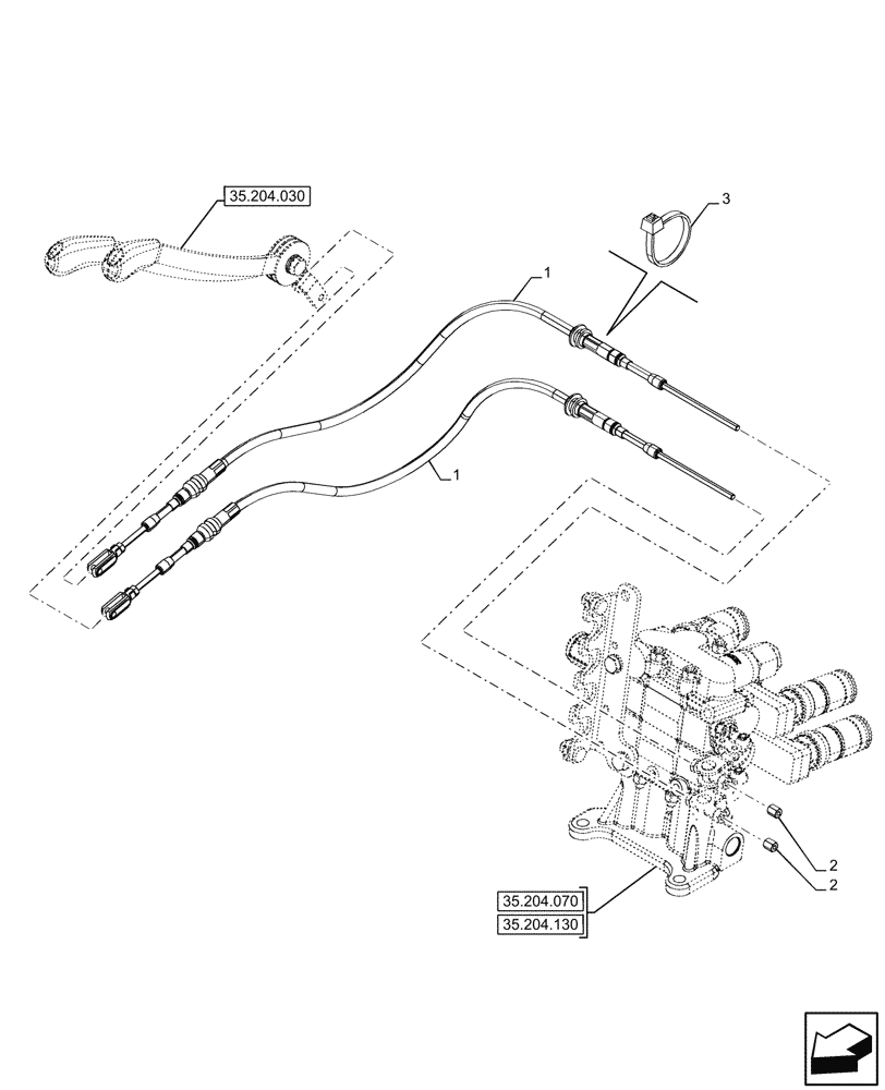 Схема запчастей Case IH FARMALL 90CL - (35.204.230) - VAR - 759022 - 3 REMOTE CONTROL VALVES, CONTROL LEVER, W/O CAB (35) - HYDRAULIC SYSTEMS