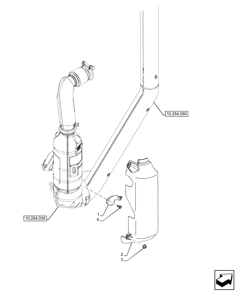 Схема запчастей Case IH FARMALL 90CL - (10.254.070) - VAR - 331151, 332150 - COVER, VERTICAL EXHAUST, ROPS (10) - ENGINE