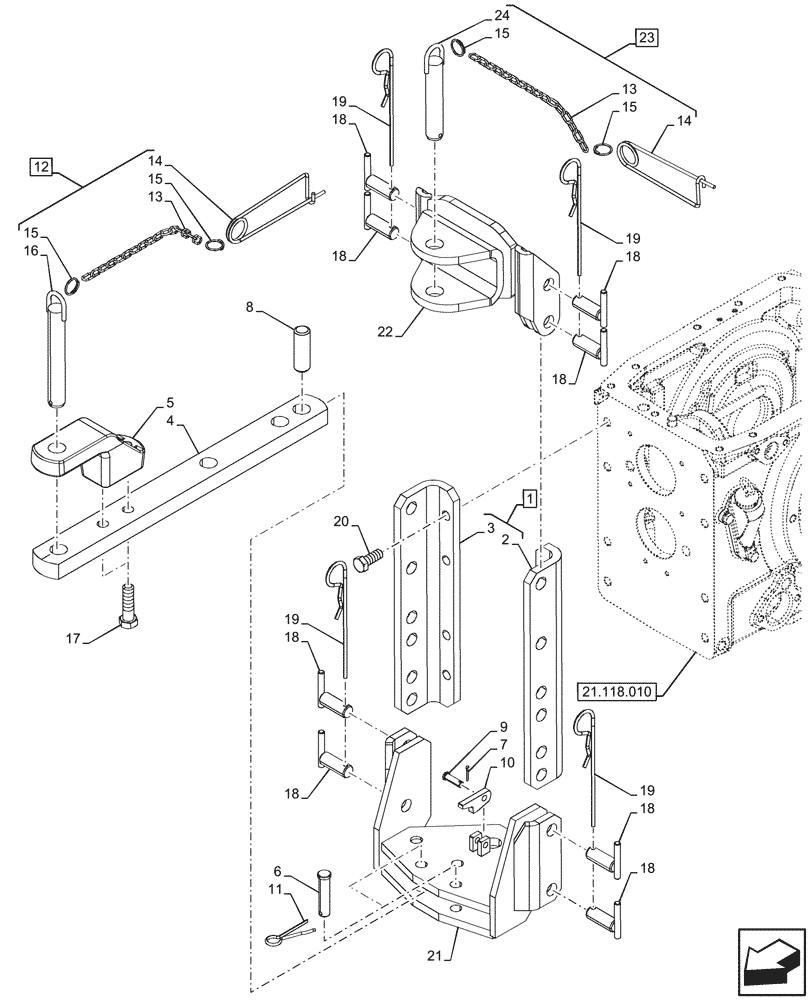 Схема запчастей Case IH FARMALL 110CL - (37.100.050) - VAR - 330906 - TOWING EQUIPMENT, TOW HOOK (37) - HITCHES, DRAWBARS & IMPLEMENT COUPLINGS