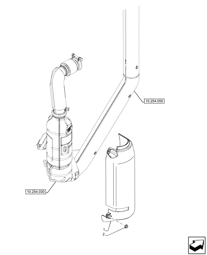Схема запчастей Case IH FARMALL 100CL - (10.254.090) - VAR - 332150 - COVER, VERTICAL EXHAUST, CAB (10) - ENGINE