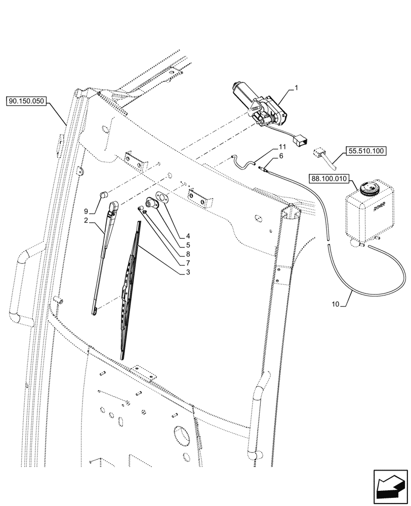 Схема запчастей Case IH FARMALL 110CL - (55.518.020) - VAR - 330642 - WINDSHIELD WIPER, CAB (55) - ELECTRICAL SYSTEMS